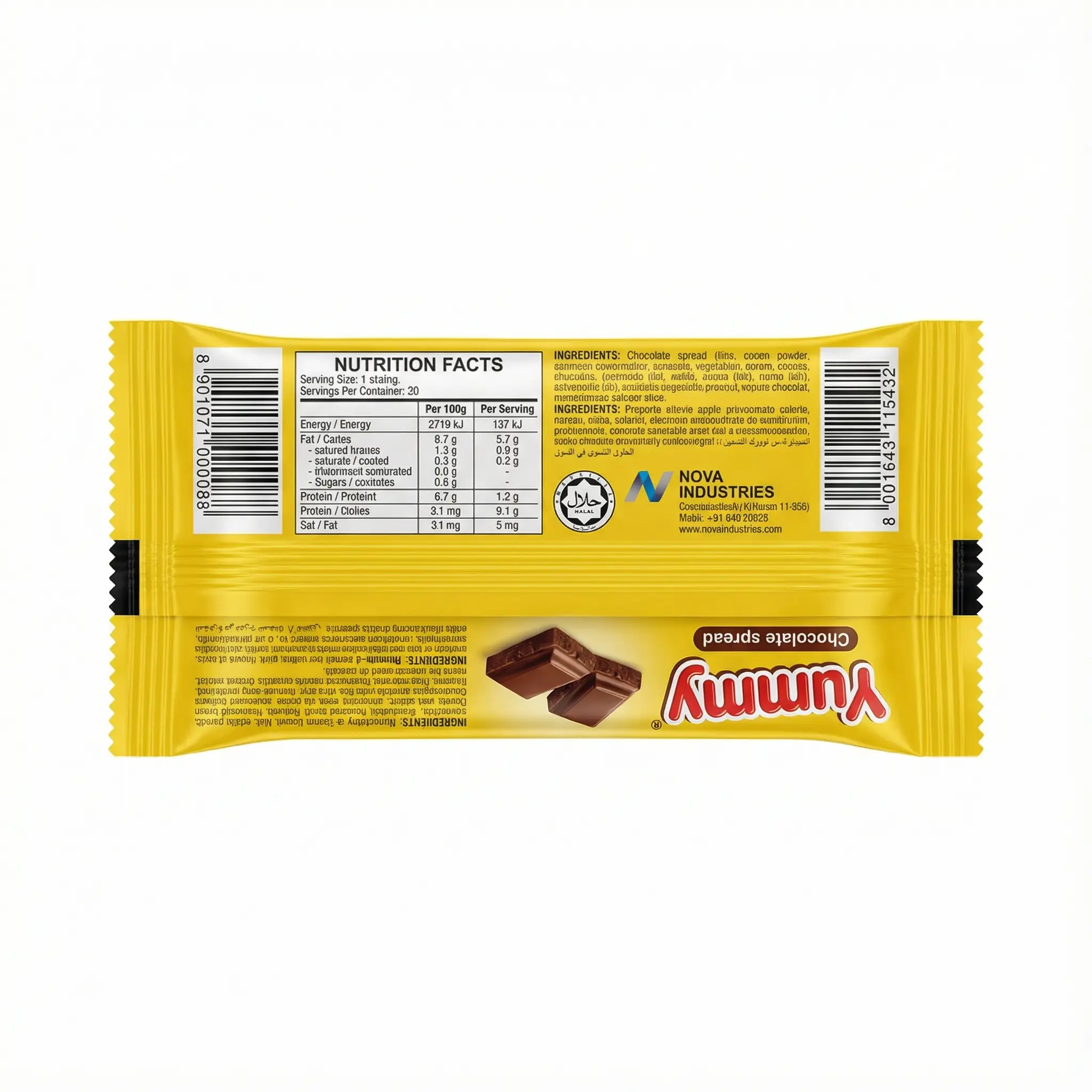 informations nutritionnelles stick chocolat yummy